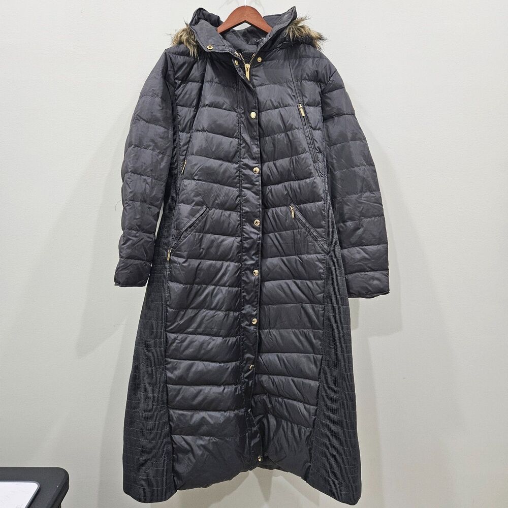 Michael Kors Womens Down Parka Puffer Coat XXL Black Long Winter Y2k Grunge